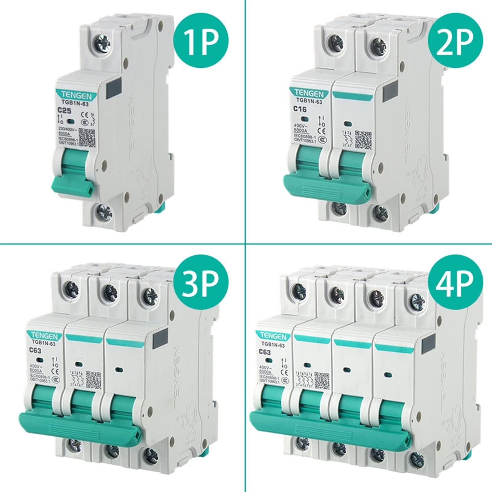 Mały wyłącznik Tgb1n-63 przełącznik powietrza do użytku domowego DZ47-63A2P przełącznik powietrza, 3P brama elektryczna (TGB1N-63 1P C16)
