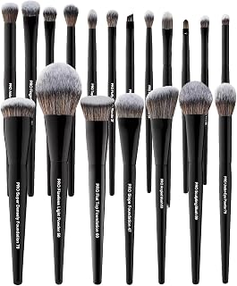 Bueart Design 19-Pc Professional Labeled Makeup Brushes Set - Vegan Synthetic Hair, Foundation Contour Eyeshadow Blush, Cruelty-Free