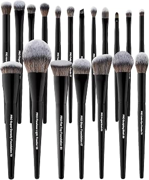 Bueart Design 19Pcs Pro Makeup Brush Set with Density Synthetic Bristle