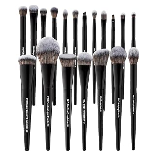 Bueart Design 19Pcs Professional Grade Labeled Makeup Brushes Set, Large Foundation Powder Contour Concealer eyeshadow Blush EyeLiner Make up Brushes,Premium Synthetic hair,Vegan Cruelty-free - Amazon product rated Grade A