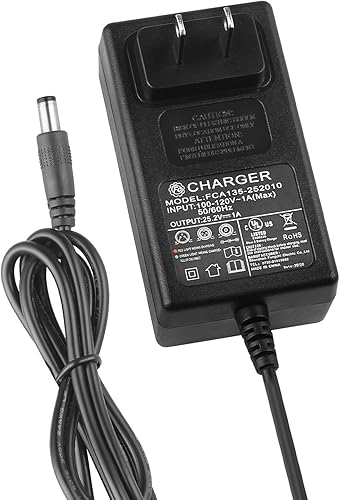 IYOBCXIHO Cargador de pistola de masaje DC de 24 V o 25.2 V-1 A con adaptador para pistola de masaje muscular, tejido profundo de 24 V ACDC, cable