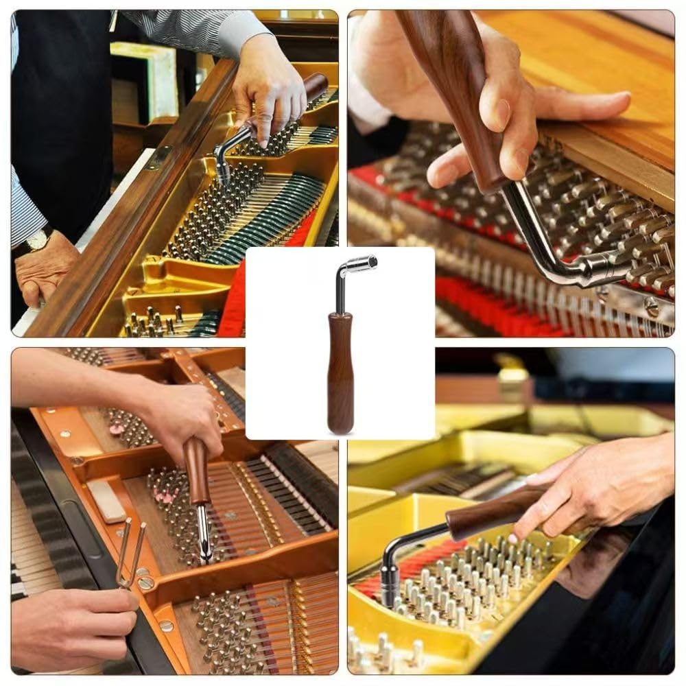 Profesjonalny zestaw do strojenia fortepianu 16-częściowy zestaw z kamertonem A440Hz, kluczem 310 mm, paskiem temperacji 112 cm do konserwacji fortepianu koncertowego/pianinowego