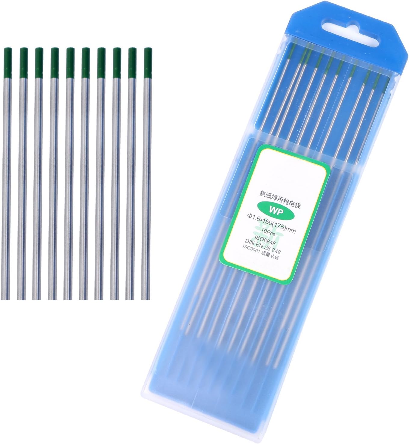 Tungsten Electrodes Green (WP20) Diam: 1/16โ(1.6mm)