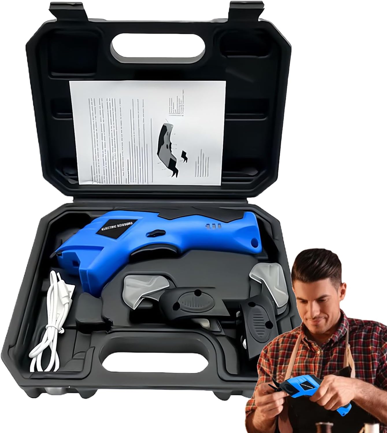 Electric Scissors - Rechargeable Shears - Electric Box Cutter - for Kitchen Home Garden Workplace Fabric Leather Paper Carton Carpet Foam