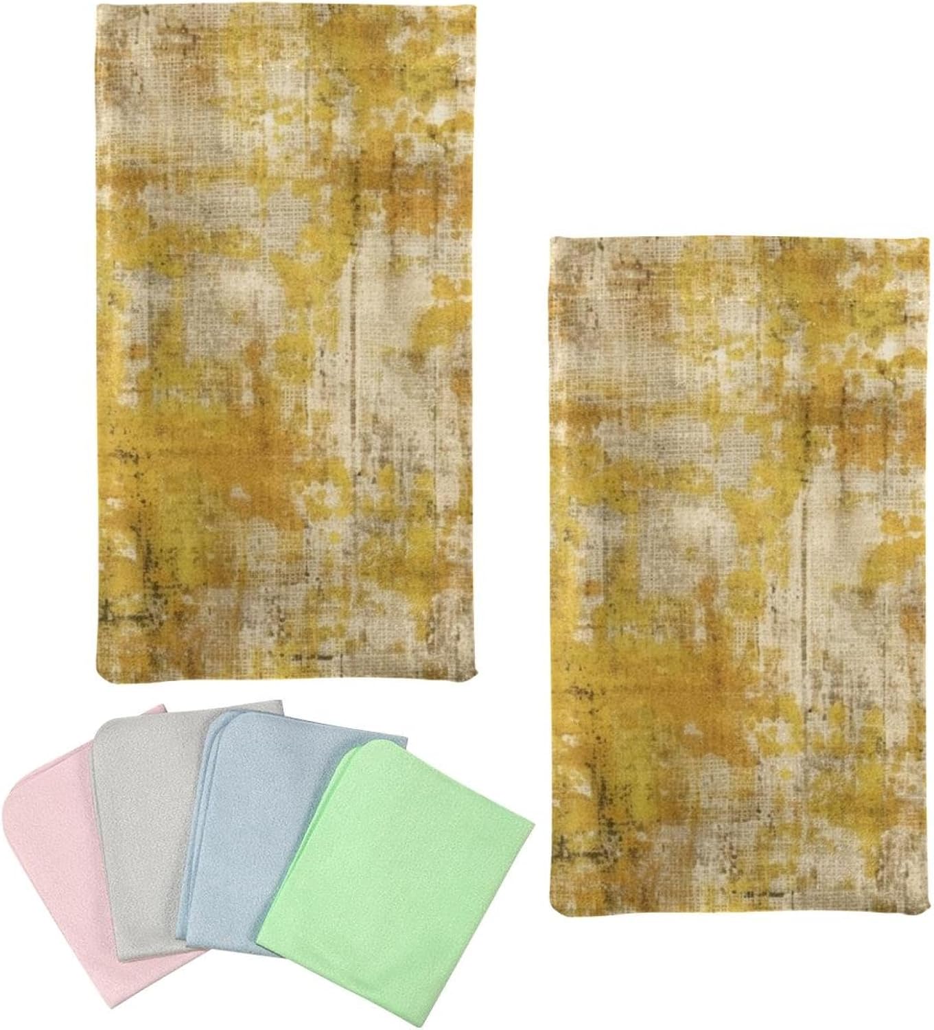 Waterproof Sunglasses Shrapnel Bag, Pack of 2 Sunglasses Clip Bag with 4 Microfiber Cloths, Protect Your Sunglasses in Style, Yellow Vintage Mottled Texture