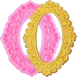 Picture Frames Fondant Molds Photo Frame Silicone Mold Vintage Frame Chocolate Mold Baroque Mirror Frame Mold For Candy Cake Decorating Cupcake Topper Gum Paste Polymer Clay