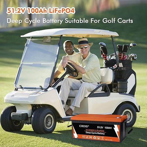 Miniatura 6 de CHINS Batería de litio para carrito de golf de 48 V 100 Ah, batería Bluetooth LiFePO4, BMS de 200 A, corriente máxima de 1000 A, incluye cargador de