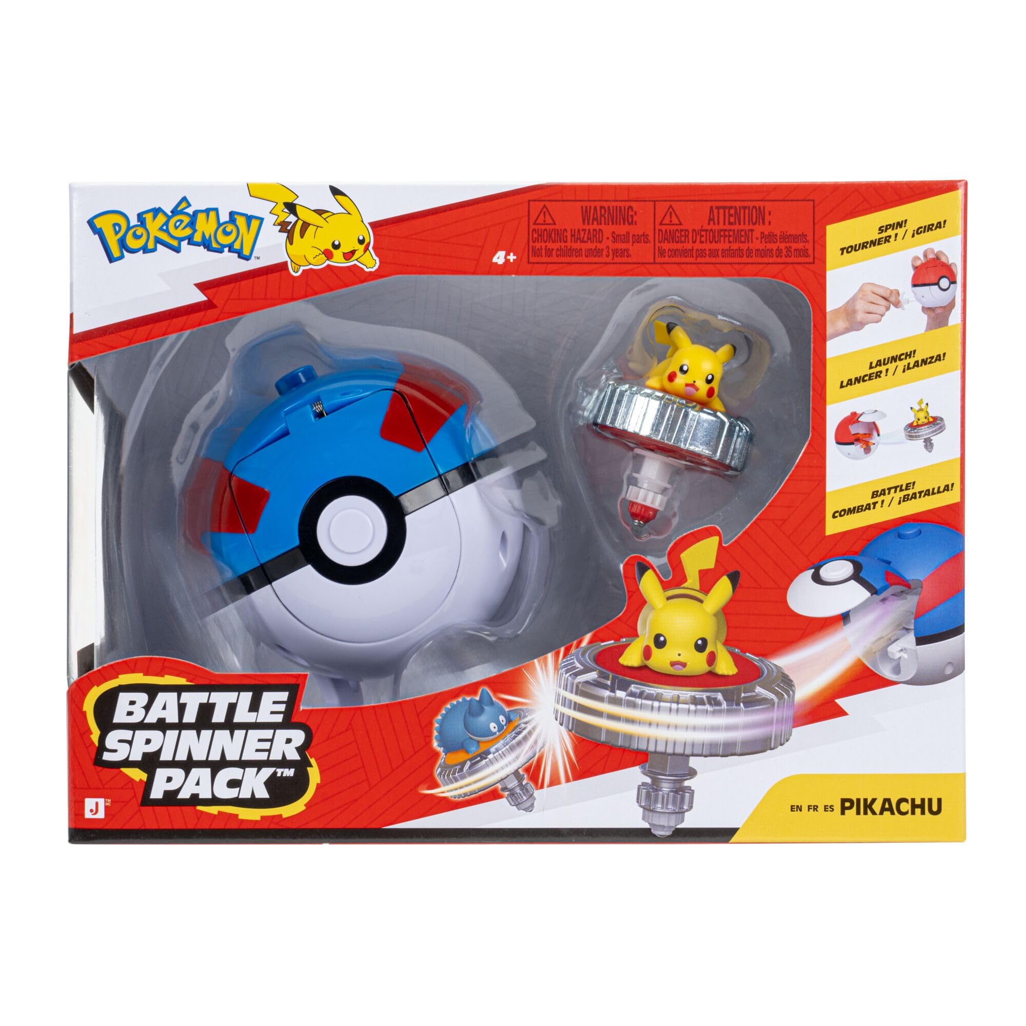 Pokémon Pikachu Battle Spinner Pack - Battle Spinner with Great Ball Spinner Launcher