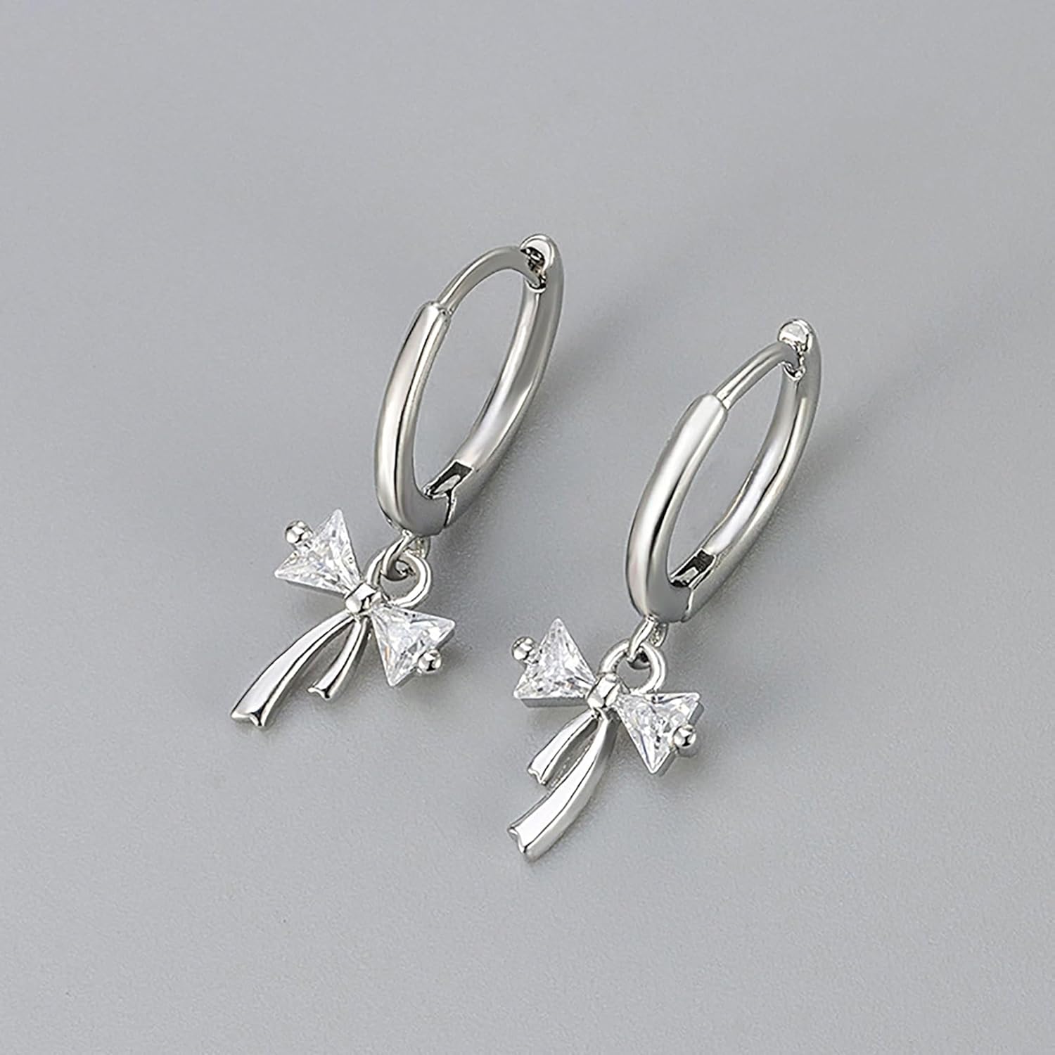 14K Gold Plated Ribbon Bow Huggie Earrings for Women, Small Opal Drop Hoop Earrings, Hypoallergenic Dainty CZ Wedding Earring Jewelry Gifts for Women Trendy - Image 7