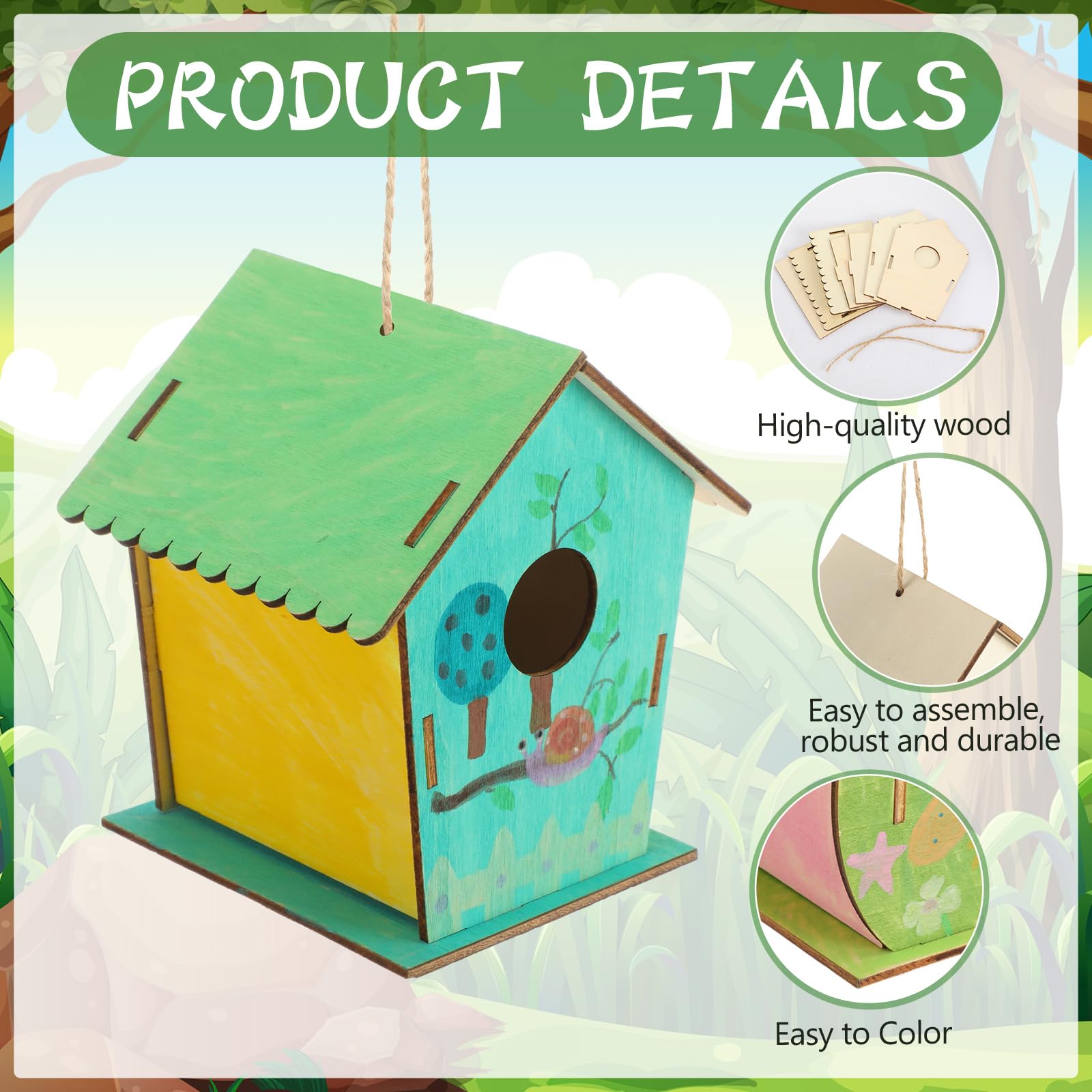 DoubleFill 30 Stück Vogelhäuser aus Holz, Großpackung für Kinder, unlackiertes Holz, Vogelhäuser für Kinder, Holzhandwerksprojekte, Kits für Heimwerker, Holzkunst und Handwerk für Mädchen, Jungen