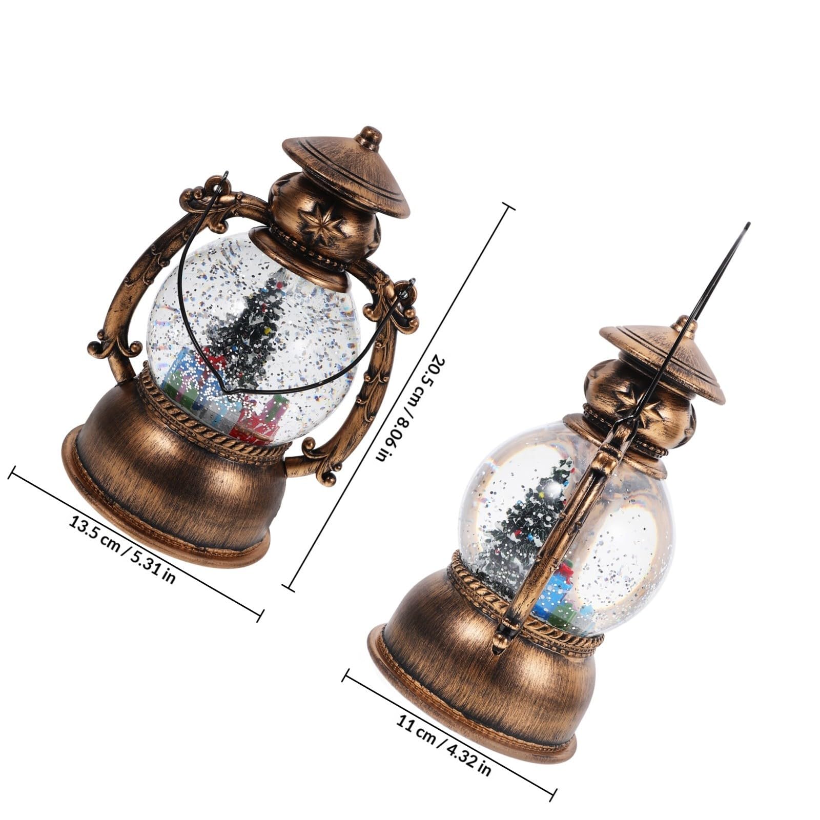 Toyvian Carillon Sfera di Neve Natalizia LED, Lanterna Interna AAA