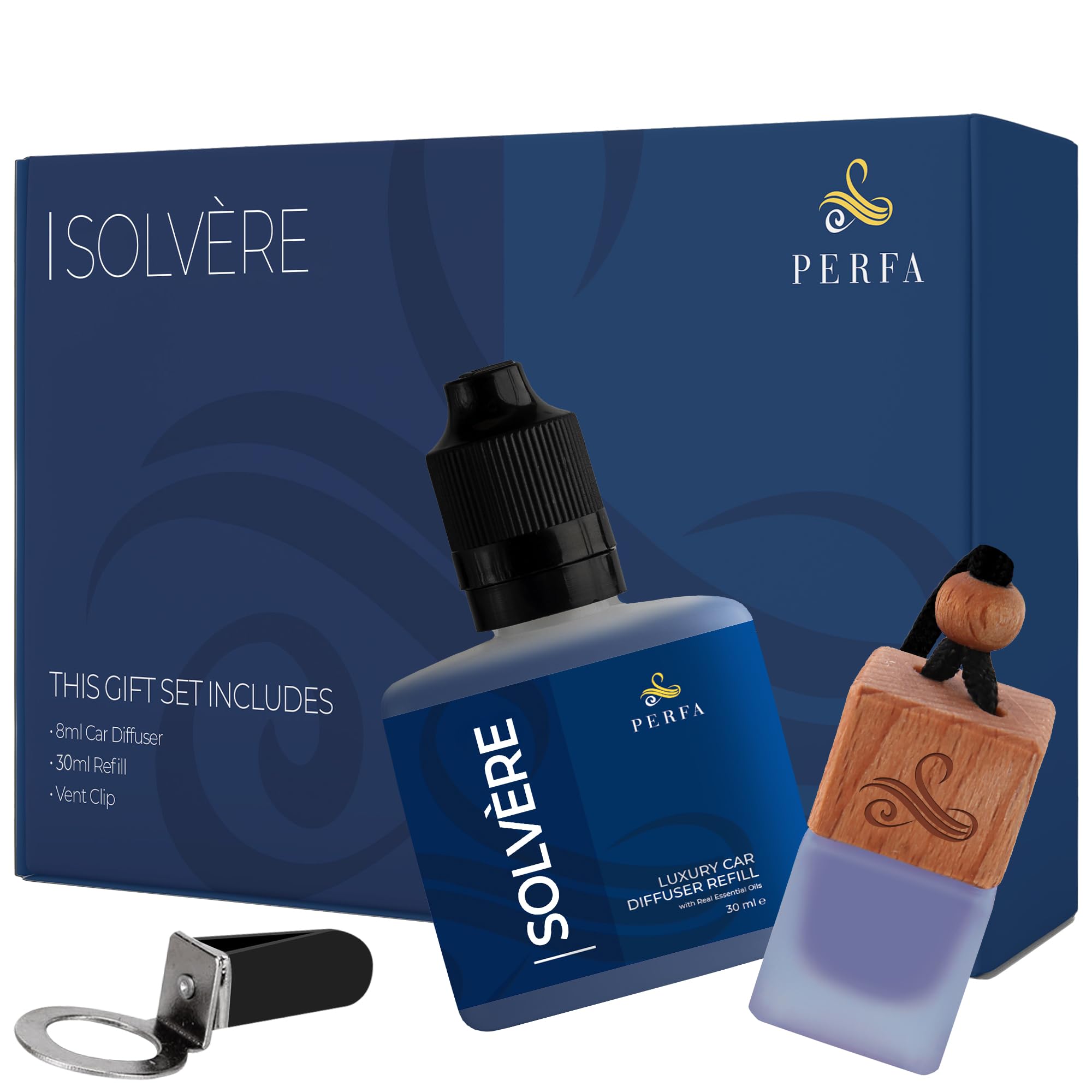 Sponsored Ad - Solvère Gift Set with Refill Bottle | Automotive Air Fresheners with Solvère Fragrance | Strong Car Perfume | Odour Eliminating Car Air Fresheners by Perfa