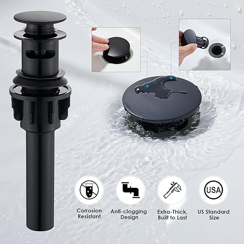 Miniatura 7 de Grifo de baño generalizado de 3 agujeros, cascada negra y dorada, grifo de lavabo de baño central de 4 pulgadas con drenaje desplegable y líneas de