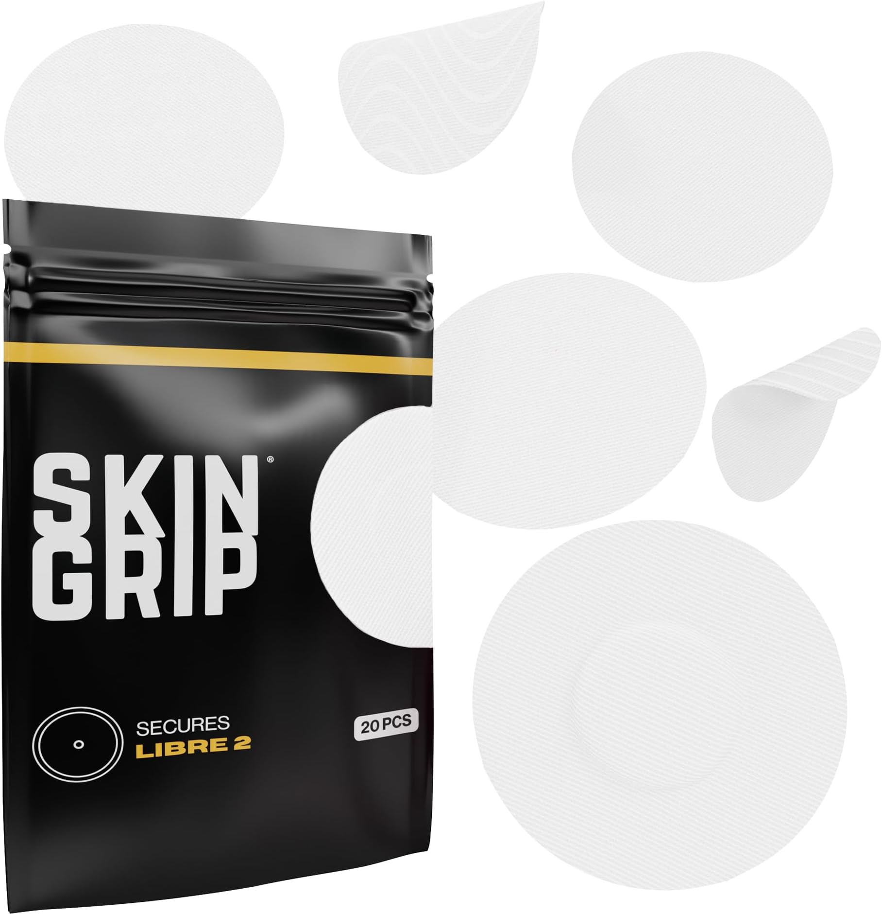 Adhesive Patches for Freestyle Libre 2 – Waterproof & Sweatproof for 10-14 Days, Pre-Cut Adhesive Tape, Continuous Glucose Monitor Sensor Cover – 20 Pack, White