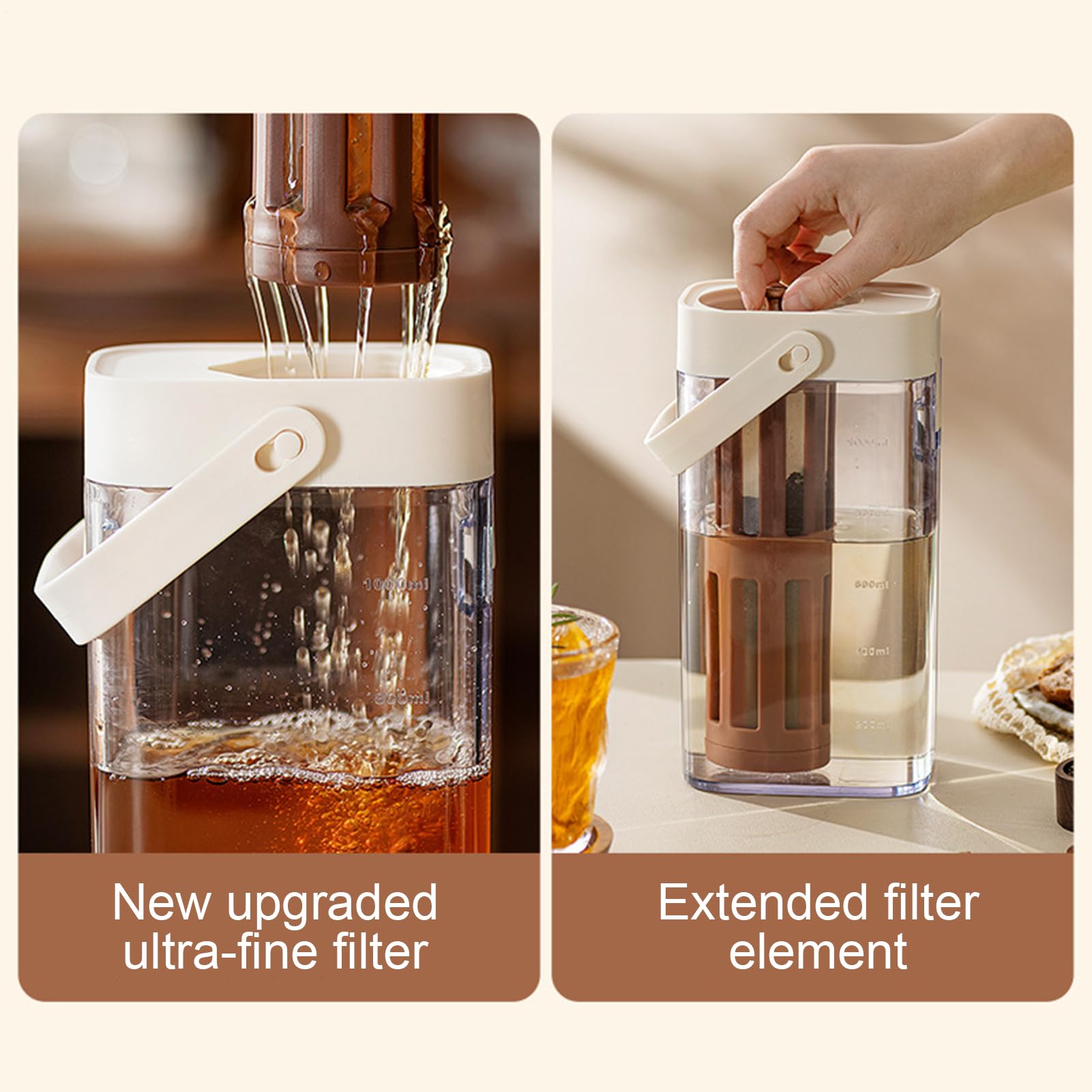 Infusion froide Cafetière Machine à café Porte-gobelet Jar Sturdy Poignée Couvercle sécurisé