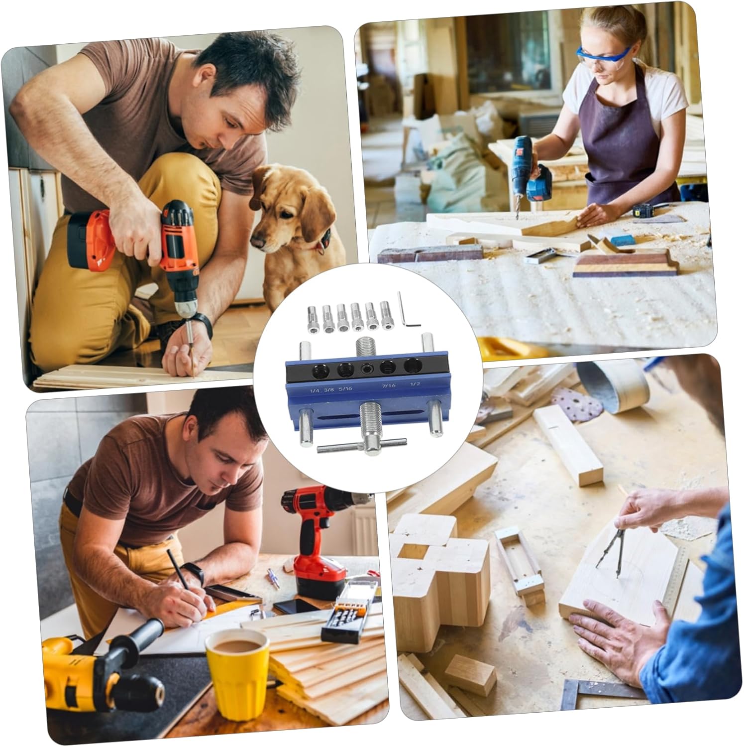 Mikikit 1set Pocket Hole Woodworking Tool Accurate Drill for Angled Lightweight Design for Easy Portability Compatible Woodworking Tools