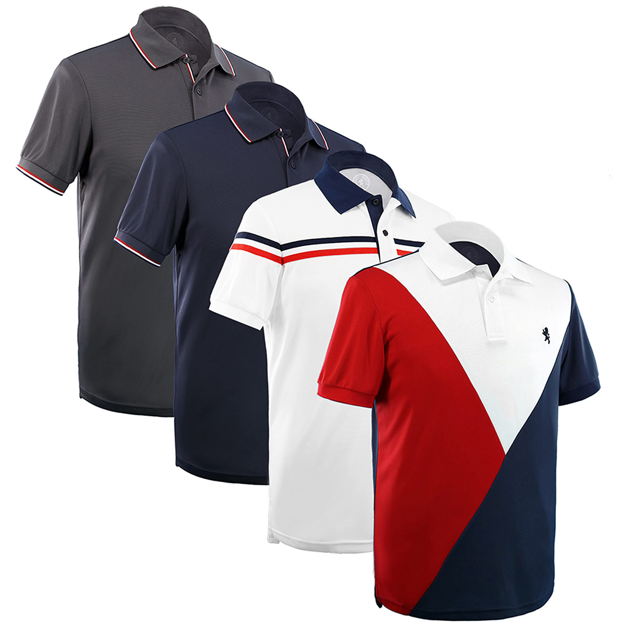 Albert Morris Mens Striped Short Sleeve Polo Shirts 4 Pack - Regular Fit - Multicolor - Trendy Pack - Small