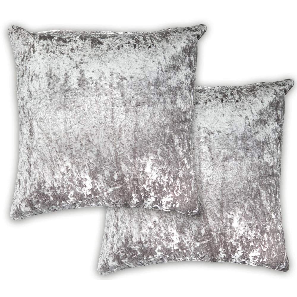 Emma Barclay Crushed Velvet Luxury Cushion Cover in Silver - 17x17 (43x43cm)