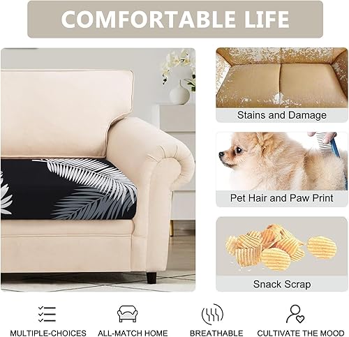 Miniatura 4 de SearchI Fundas de cojín elásticas impresas para sofá, fundas de cojín de repuesto para sofá, protector de muebles suave con parte inferior elástica
