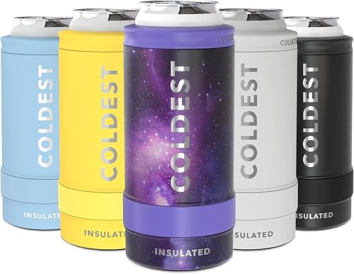 Miniatura 1 de The Coldest enfriador de latas, con aislamiento de doble pared para latas altas de cerveza, botellas, 16onzas, color púrpura espacial