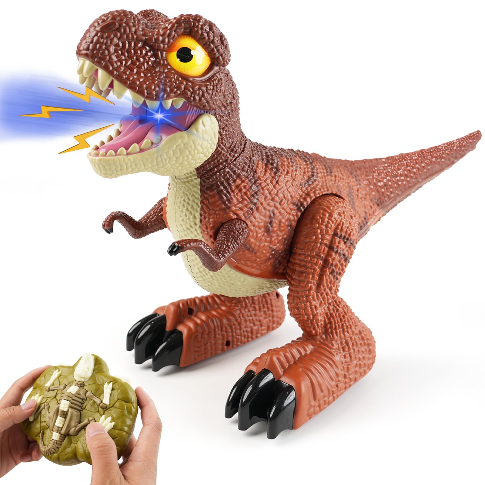 INSFUN Remote Control Dinosaur Toy for Kids, Best Birthday Gift for Boys 3-5 4-7 8-12 Years Old, Realistic RC Walking Dinosaur with Light, Sound,
