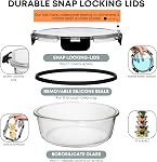 Razab 30 PC Glass Containers Food Storage with Lids - Reusable Glass Meal Prep Containers for Lunch and Leftovers - Airtight & Leakproof Snap Locking Lids - Oven, Freezer, Microwave, Dishwasher Safe