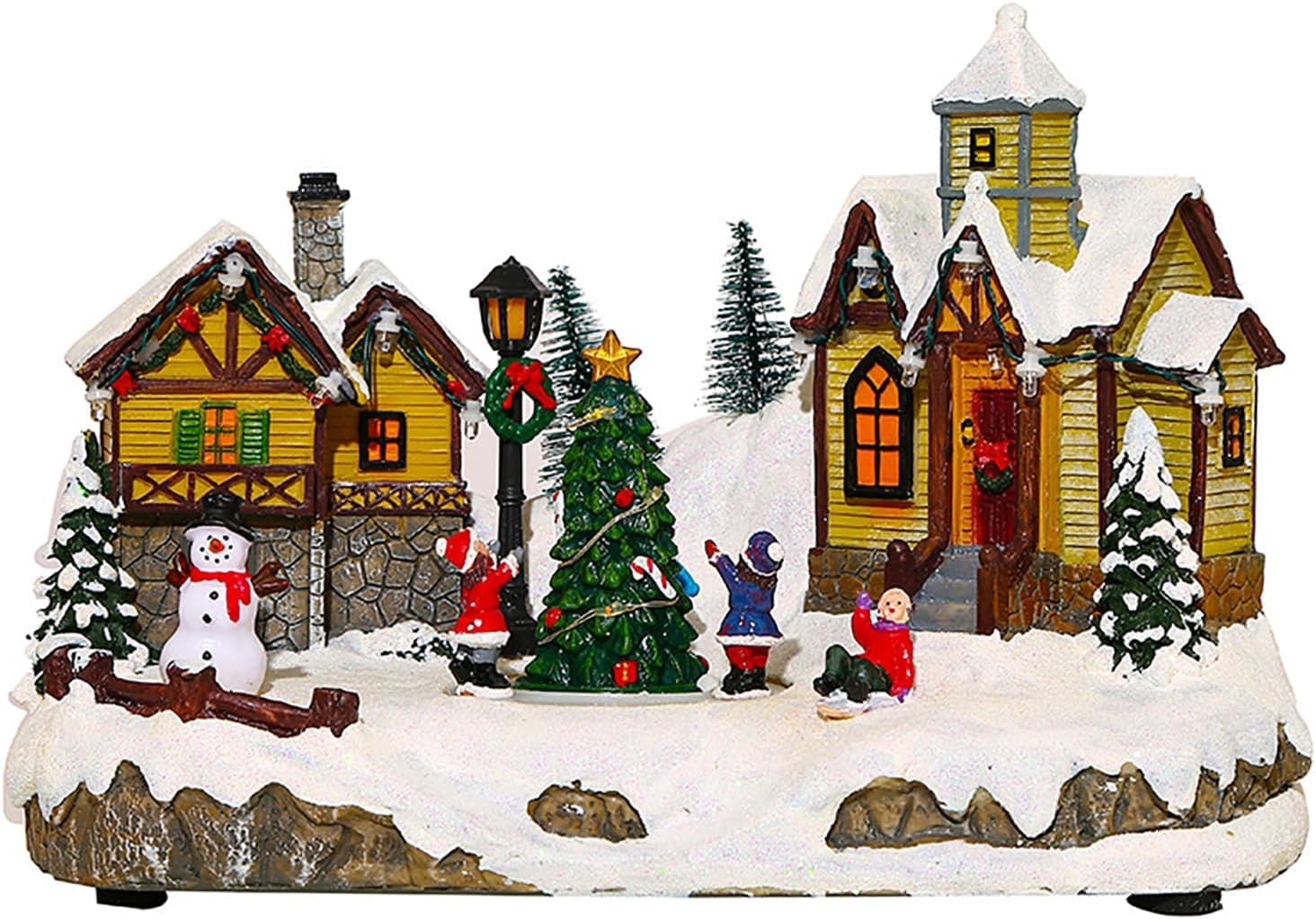 クリスマス装飾カッコウ時計、クリスマスビレッジシーン、LEDライト