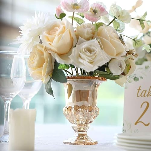 Miniatura 179 de Efavormart - Juego de 2 centros de mesa de trompeta con adornos de cristal transparente de 31 pulgadas, jarrón reversible de plástico para flores