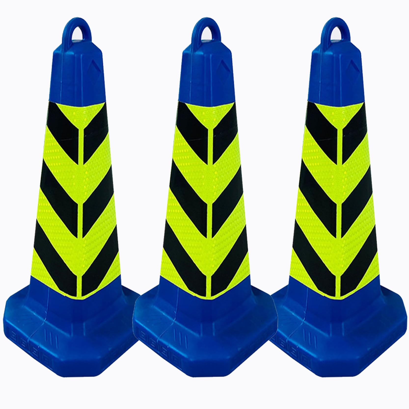 Cônes de Signalisation Routière Cônes de Stationnement Cônes Pliables Multi-usages avec Collerette Réfléchissante Cônes en PVC Robustes pour Parkings(Size:63x28x28cm,Color:3B)