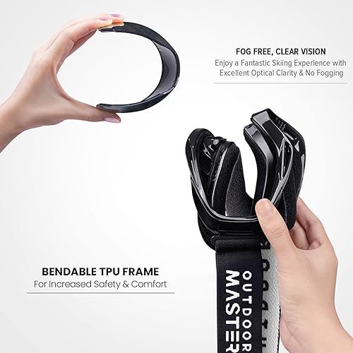 Miniatura 51 de OutdoorMaster - Gafas de esquí/snowboard para hombres, mujeres y jóvenes, 100% protección contra rayos ultravioleta, para usar sobre los anteojos