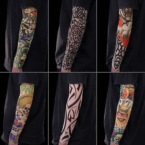 Miniatura 2 de Gospire 6 piezas mangas nailon tatuaje temporal Body Art Brazo Medias Accesorios tatuaje antideslizante suave para hombres mujeres.
