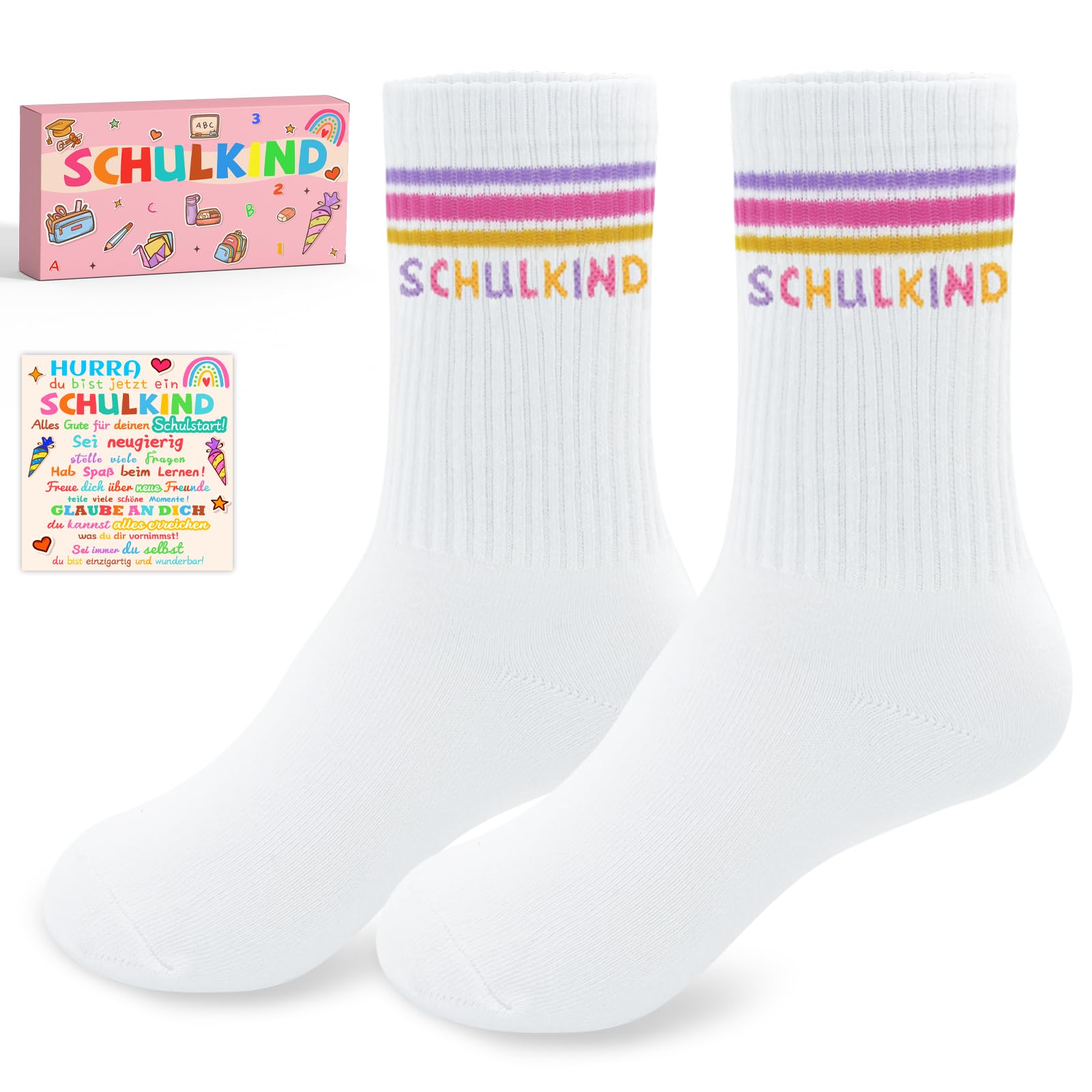 YUNYAKARSA Schulkind Socken Baumwolle 25-34, Geschenk Einschulung Junge Socken Einschulung Mädchen, Einschulung Geschenk Junge Mädchen Schulanfang Jungen Geschenk Mädchen 6 Jahre Jungen - 2