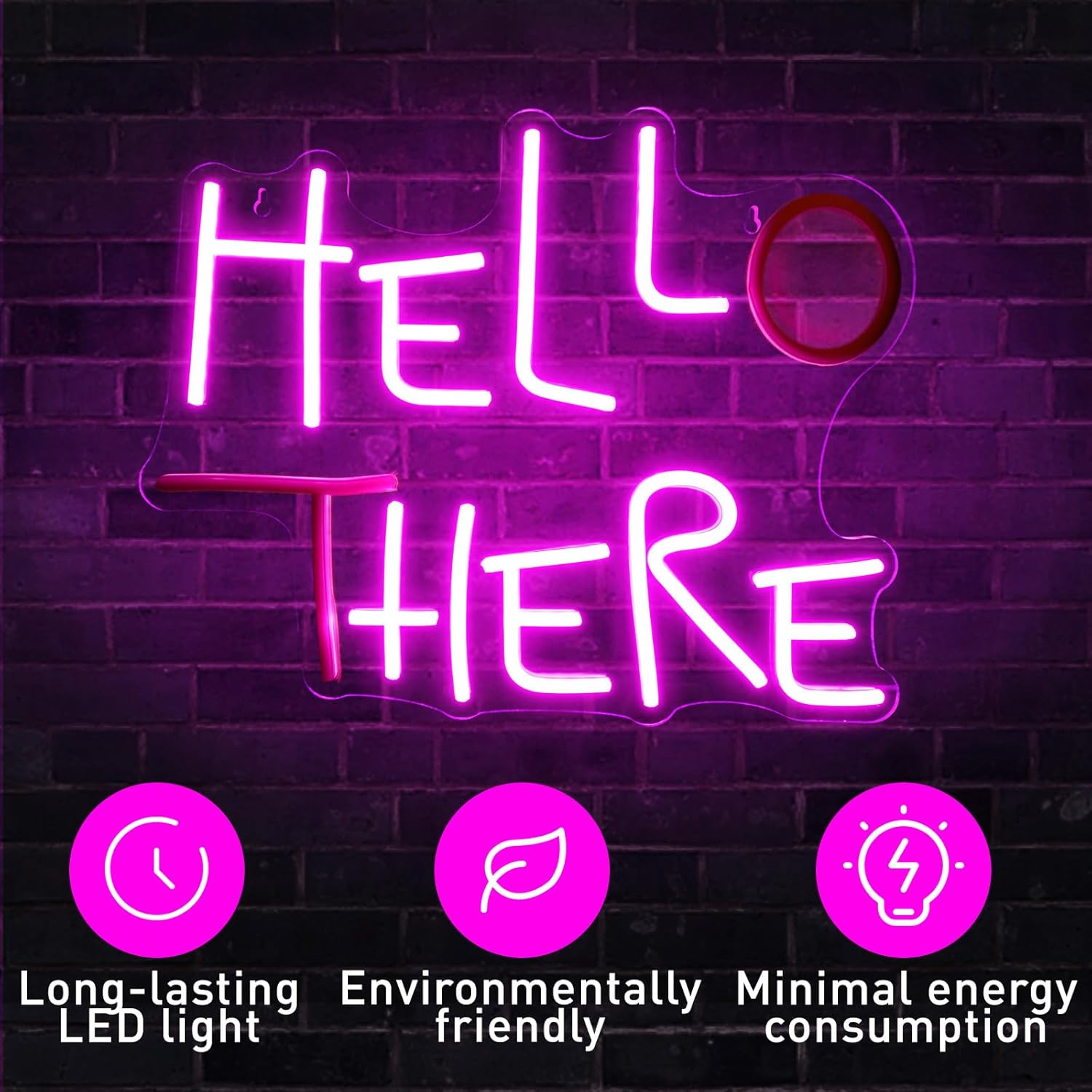 Hello There Neon Sign for Wall Decor, Dimmable Hell Here Catwoman Neon Signs 13.78"×10.63", Controllable Lighting Pink Letters Neon Lights Signs for Man Cave Bedroom Bar Pub Decoration