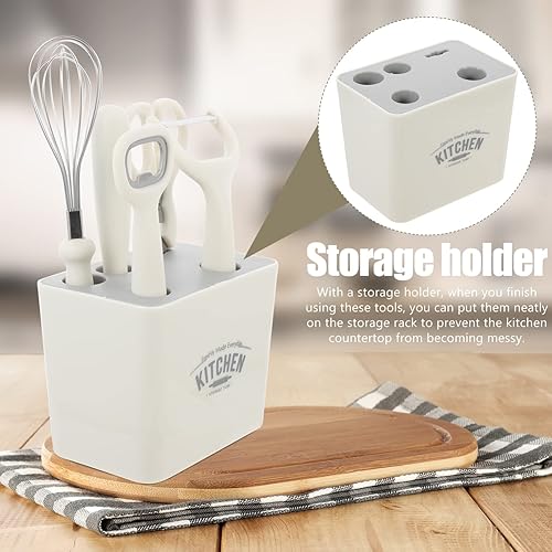 Miniatura 4 de BESTonZON Juego de cuchillos con bloque de 6 piezas de cuchillos de cocina incluyen cuchillos de acero inoxidable tijeras pelador batidor de huevos