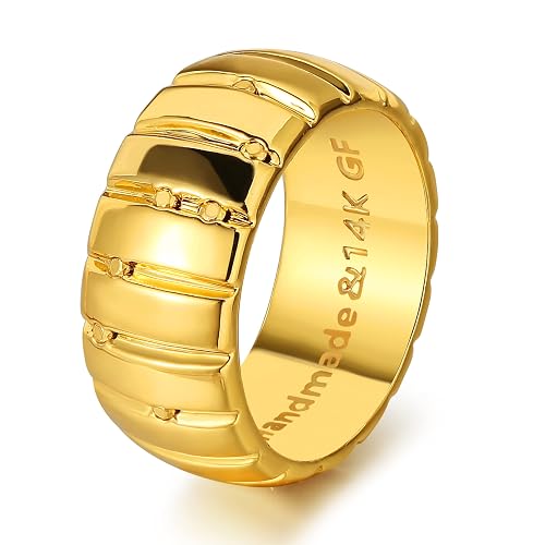 MTMY 14K Gold Plated Rings for Women Dainty Stacking Ring Statement Ring Eternity Bands Jewelry Size 6 to 8 - lantern - 7