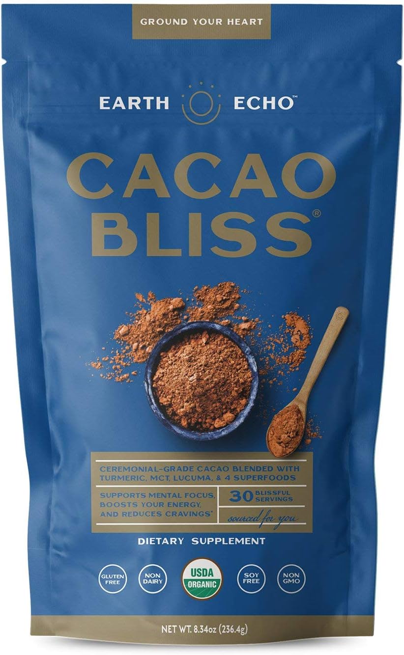 Cacao Bliss Organic Superfood Supplement Powder - 30 Day Supply-Raw Cacao, Boosts Metabolism, Support brain health and mental focus, Reduces Cravings: Vegan, Vegetarian, Paleo, Keto friendly, Soy free
