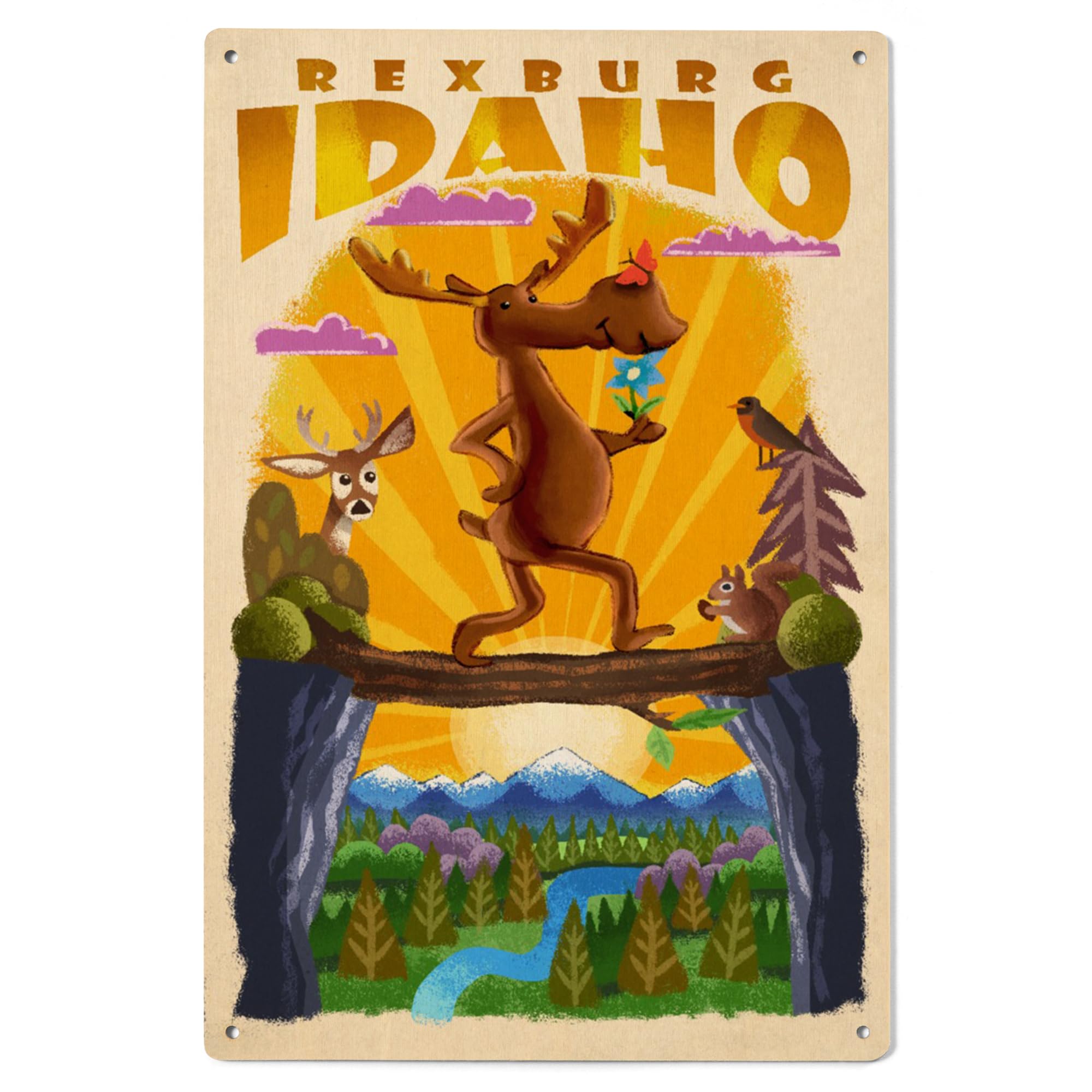 Lantern Press 6x9 Inch Wood Sign, Ready to Hang Wall Decor, Rexburg, Idaho, Moose, Mid-Century Inspired