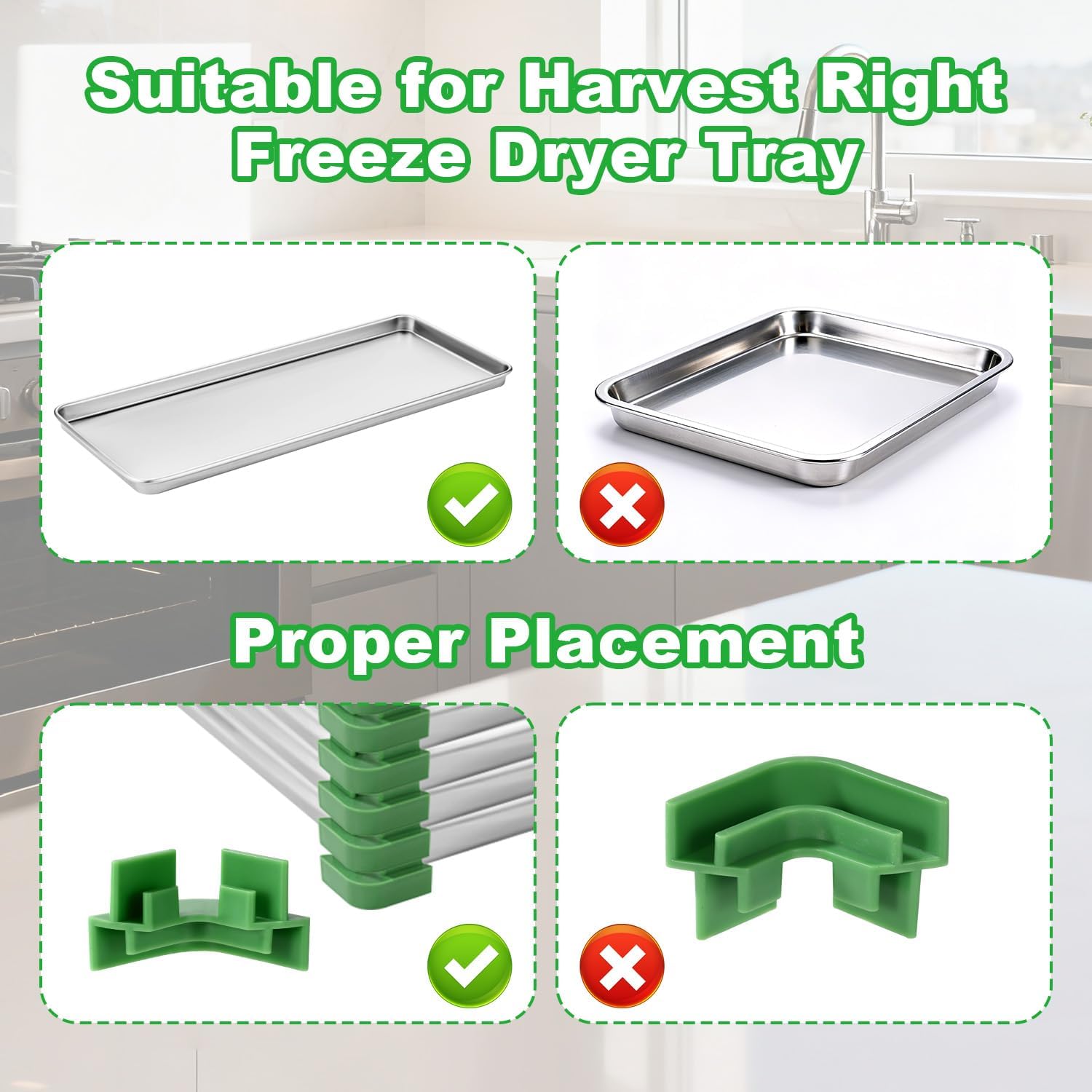 16pcs Silicone Tray Stackers for Harvest Right Freeze Dryer, Stackable & Reusable Freeze Dryer Machine Sheet Pans Supplies Accessories Stacks 5 Trays for Kitchen Storage Organizer (Green)