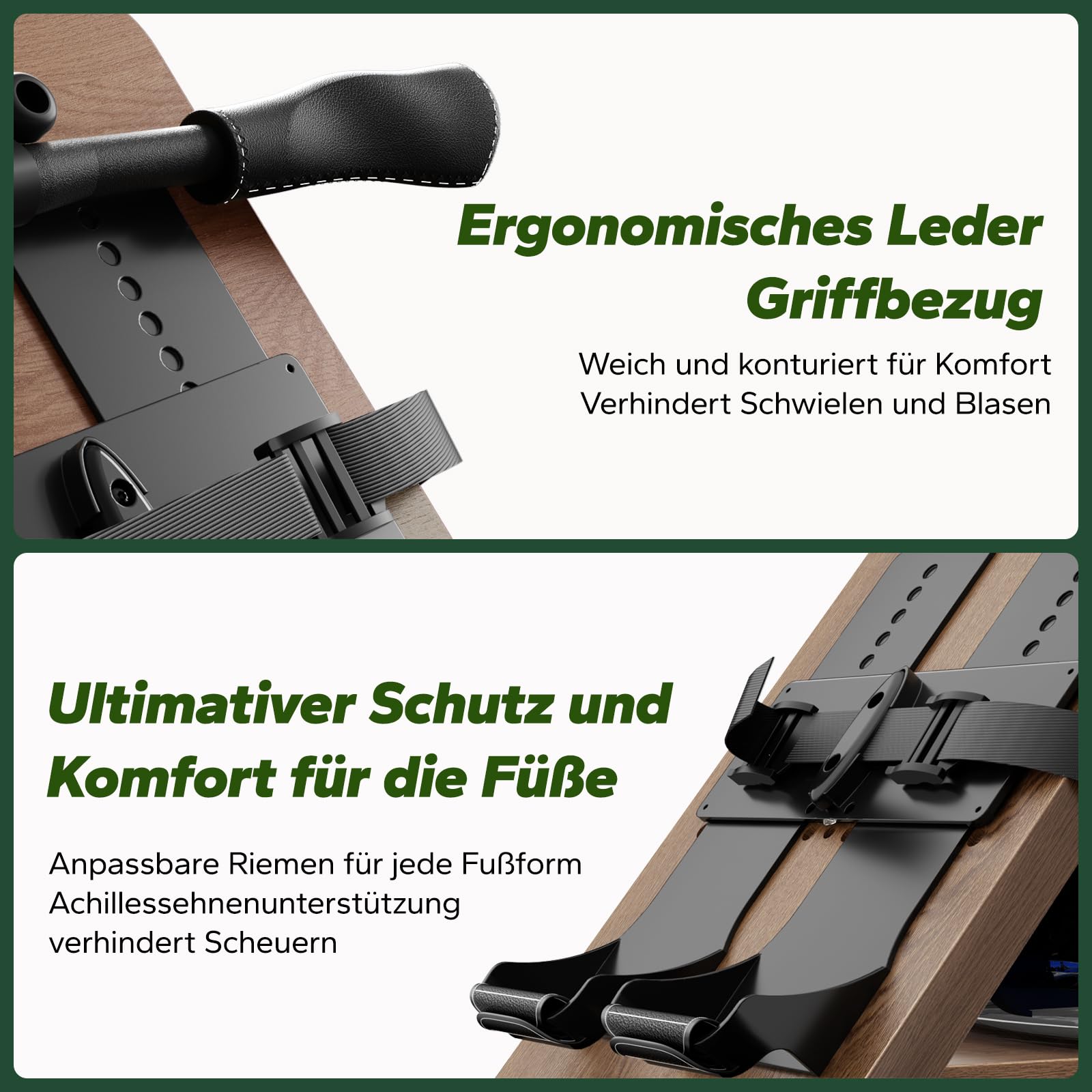 MERACH Rudergerät Holz, Wasserrudergerät Klappbar aus Gummibaumholz, ausgestattet mit hintergrundbeleuchtetem Display und bequemem Sitz, simuliert echtes Rudern (R23 Gummibaumholz)