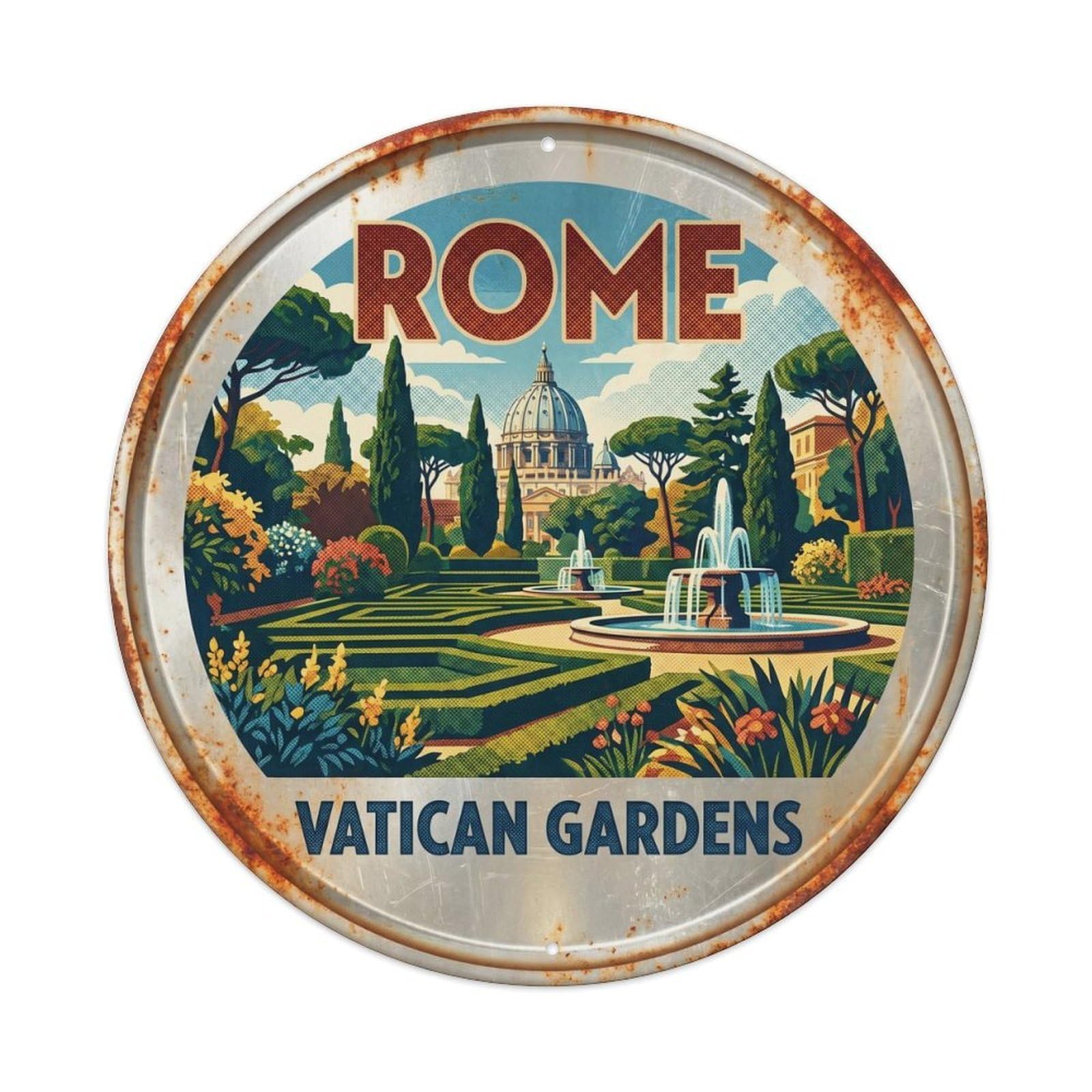 Rome Italy Roman Heritage Travel Vatican Vintage Metal Tin Sign