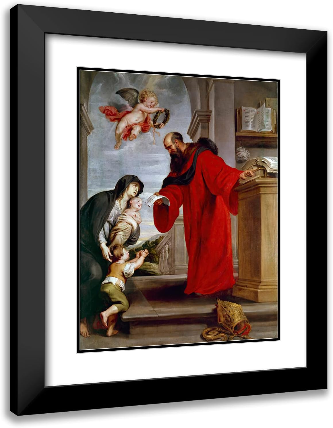 ArtDirect Peter Paul Rubens 15x18 Black Modern Frame and Double Matted Museum Art Print Titled - Saint Ives of Treguier, Patron of Lawyers, Defender of Widows and Orphans (Between 1615 and 1616)