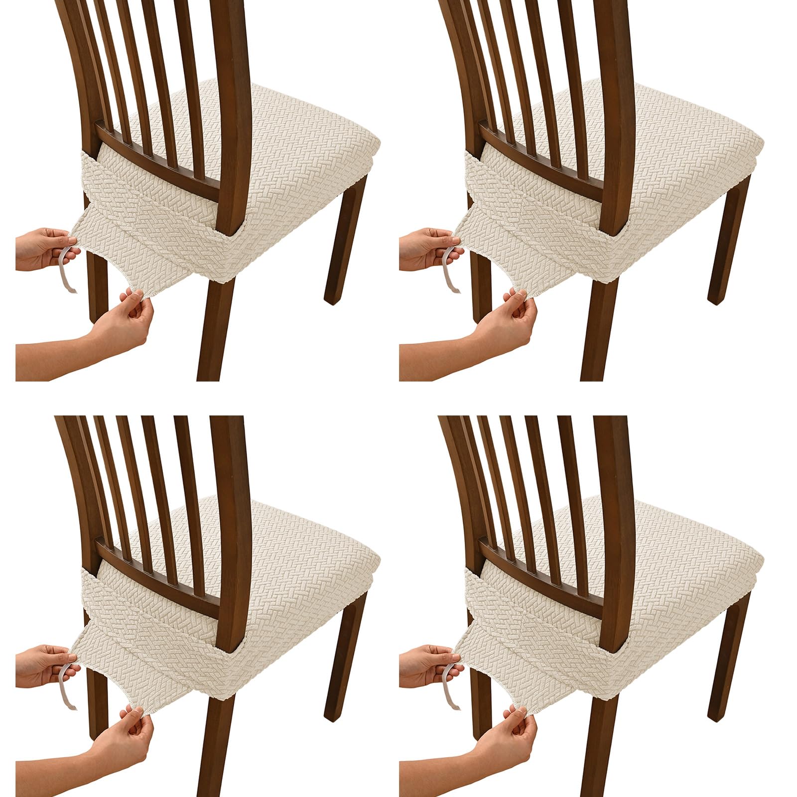 Carotoe Rice Of 4 Stretch Patterned Chair Seat Cover Washable Stretch Seat Slipcover For Kitchen Dining Room Chair Cover Elastic Covers