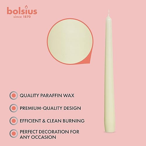 Miniatura 9 de BOLSIUS Velas cónicas largas de color marfil para el hogar, cera de alta calidad sin perfume de 10 pulgadas, 8 horas de combustión, paquete a granel