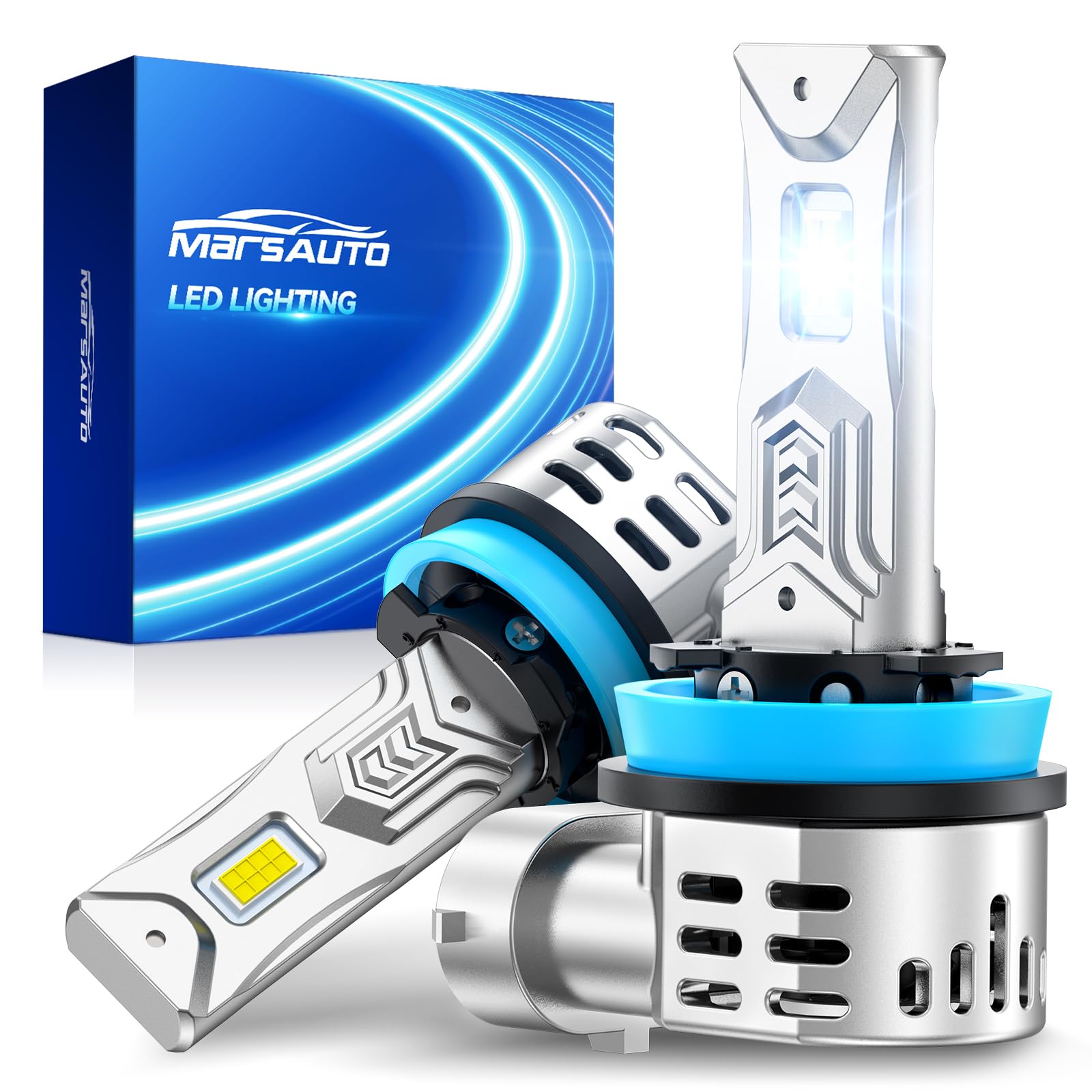 Marsauto H11/H9/H8 Light Bulbs, 60000LM 1200% Brightness, Pack of 2