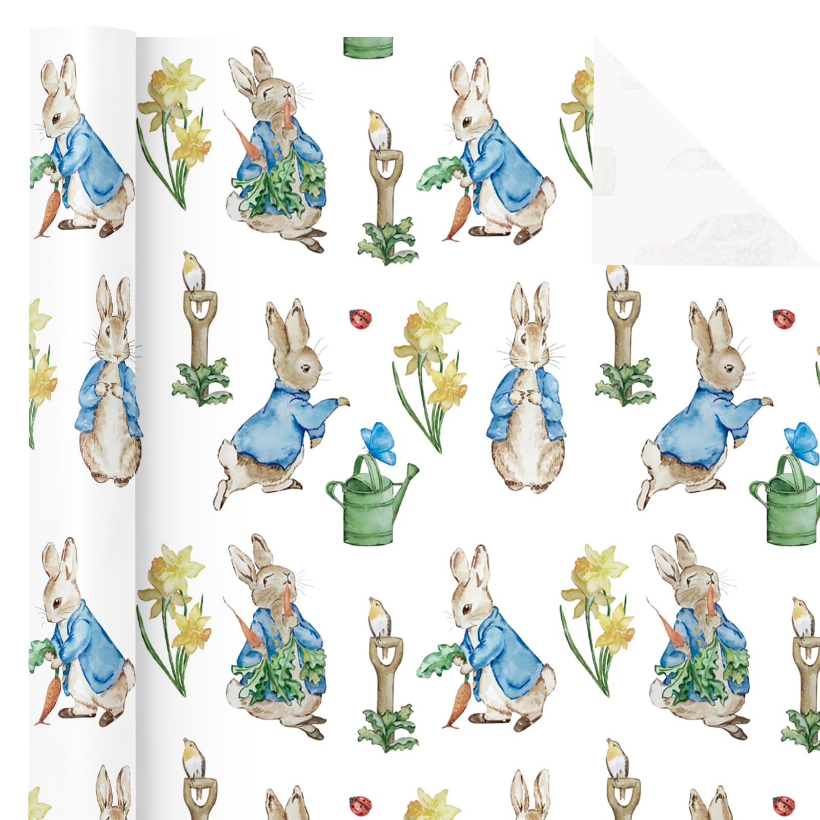 WRAPAHOLIC Rouleau de papier cadeau de Pâques – Mini rouleau de 43,2 cm x 5 m – Motif lapin parfait pour Pâques, fête de printemps, fête prénatale, vacances
