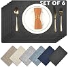 12 X 17 Inch Faux Leather Table Placemats Set of 6, Heat Resistant Place Mats Waterproof Wipeable Dining Table Mats for Indoor & Outdoor Kitchen Party Wedding Dark Grey