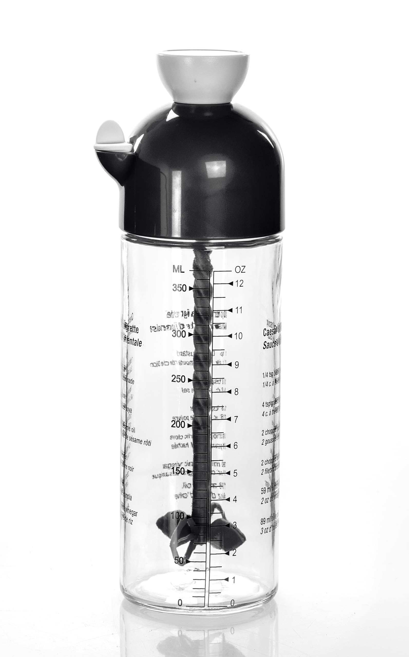 Bouteille Graduée VIBELL avec Mélangeur Intégré - 350 ml Noir et Blanc