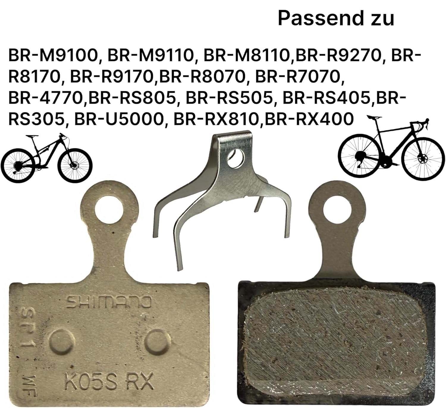 F26 Original BP-K05S-RX Resin Compatibile con Freni a Disco Shimano (K03S) Pastiglie Freno Bici MTB Ebike XT SLX XTR Strada Gravel 105 Ultegra Dura Ace GRX Pastiglie Freno a Disco 2 Paia +Bleedblock