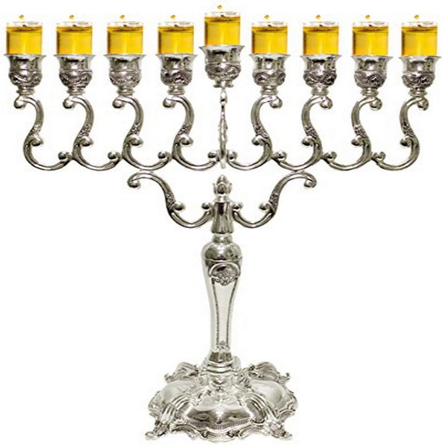 Majestic Giftware MN-HA210 Hanukkah Menorah, 20-Inch, Silver Plated