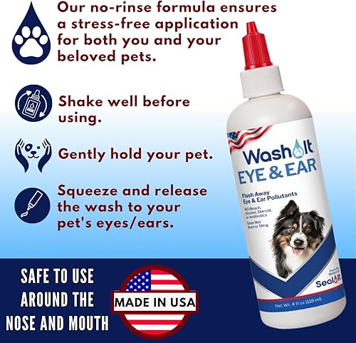 Miniatura 5 de Wash-It - Lavado de ojos y oídos para mascotas para eliminar contaminantes, irritaciones y suciedad, lavado de oídos y lágrimas hecho en Estados